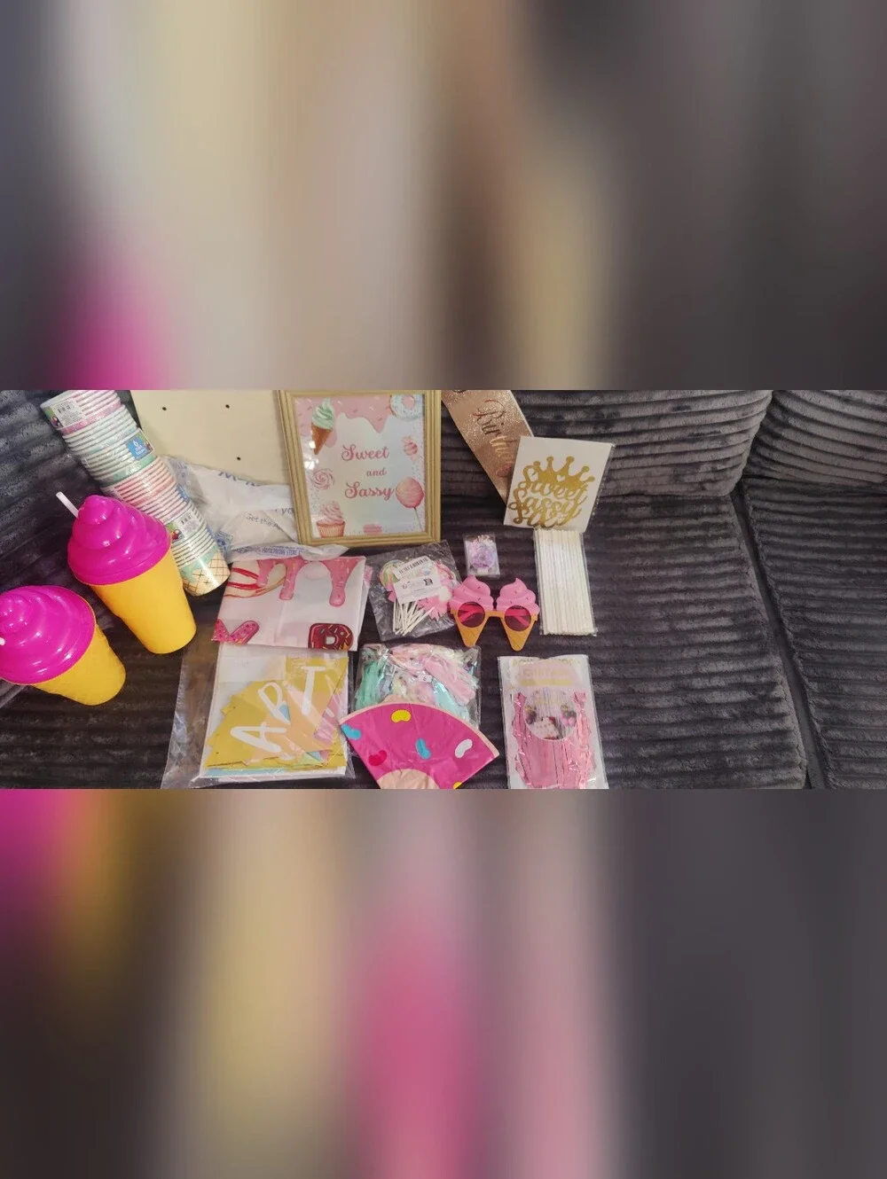 Sweet and Sassy Pink Party Supplies Set - Ice Cream Theme